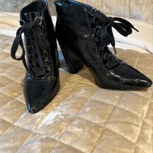 Zara Black Patent Ankle Boots